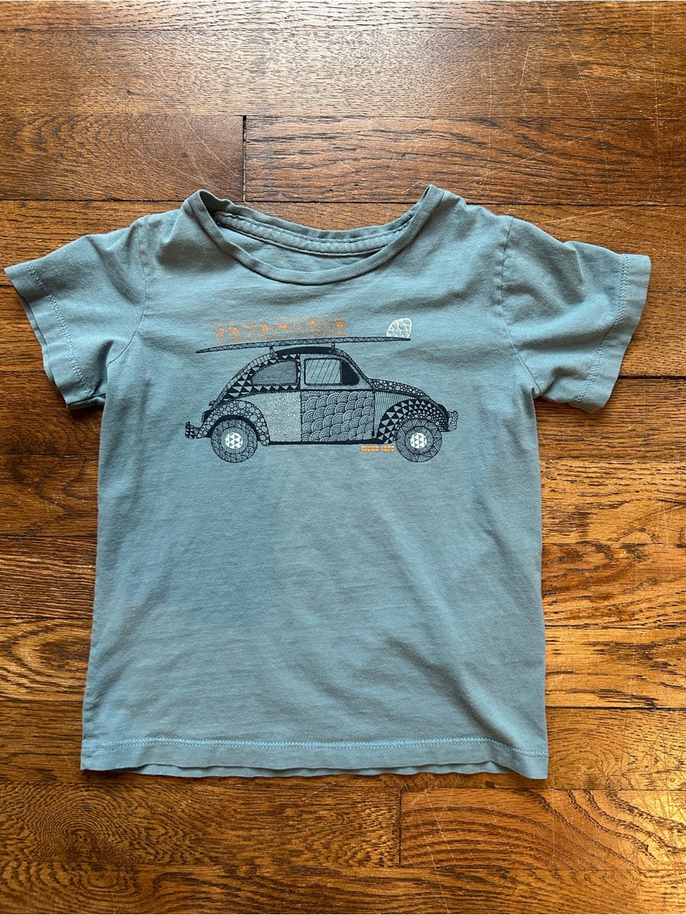 Patagonia Blue Kids Short Sleeve Tee with Car Graphic